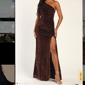 Marvelous Moi Dark Plum Burnout Velvet One-Shoulder Maxi Dress